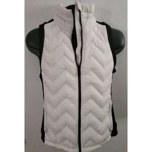 Calvin Klein Performance Women White Chevron Quilted Puffer Vest Blk&white Knit
